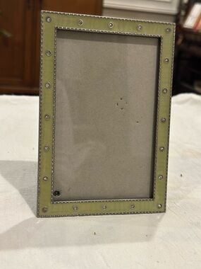 Stiffel Picture Frame 6x4 Green Enamel With Rhinestone Accents with Silver Trim